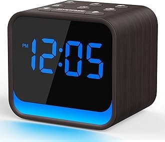 Housbay Wooden Sound Machine Alarm Clock for Bedrooms - Gentle Wake-Up with Birdsong, White Noise for Sleeping, Small Digital Clock for Phone-Free Routine - Walnut Wood
