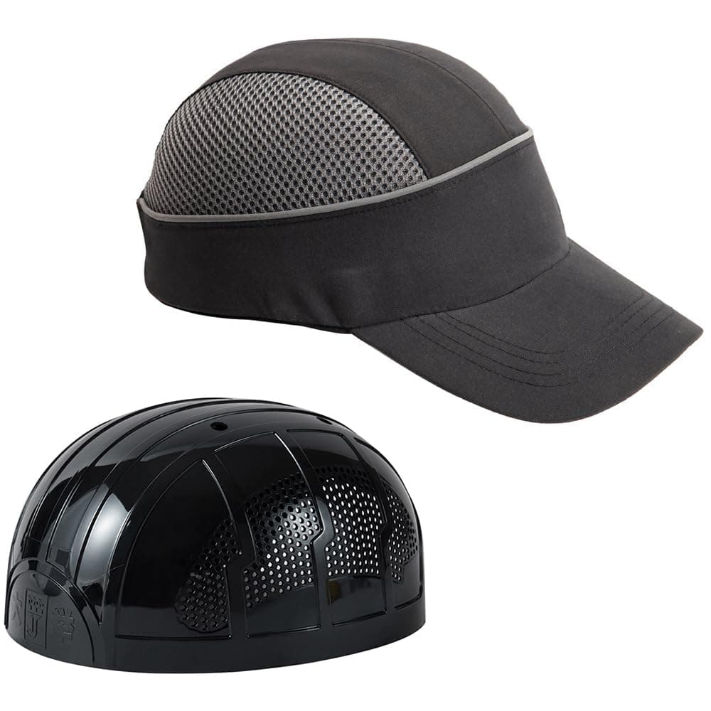 MOHEEN Safety Bump Cap, Baseball Hat with Reflective Stripes Hard Hat Head Protection Cap Long Brim Black 18101