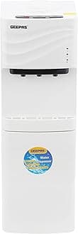 Geepas Water Dispenser - Hot & Cold Water Dispenser - Stainless Steel Tank, Compressor Cooling System, Child Lock - 3 Tap - 2 In 1 Water Dispenser – 1L Hot And 2.8L Cold Water Capacity