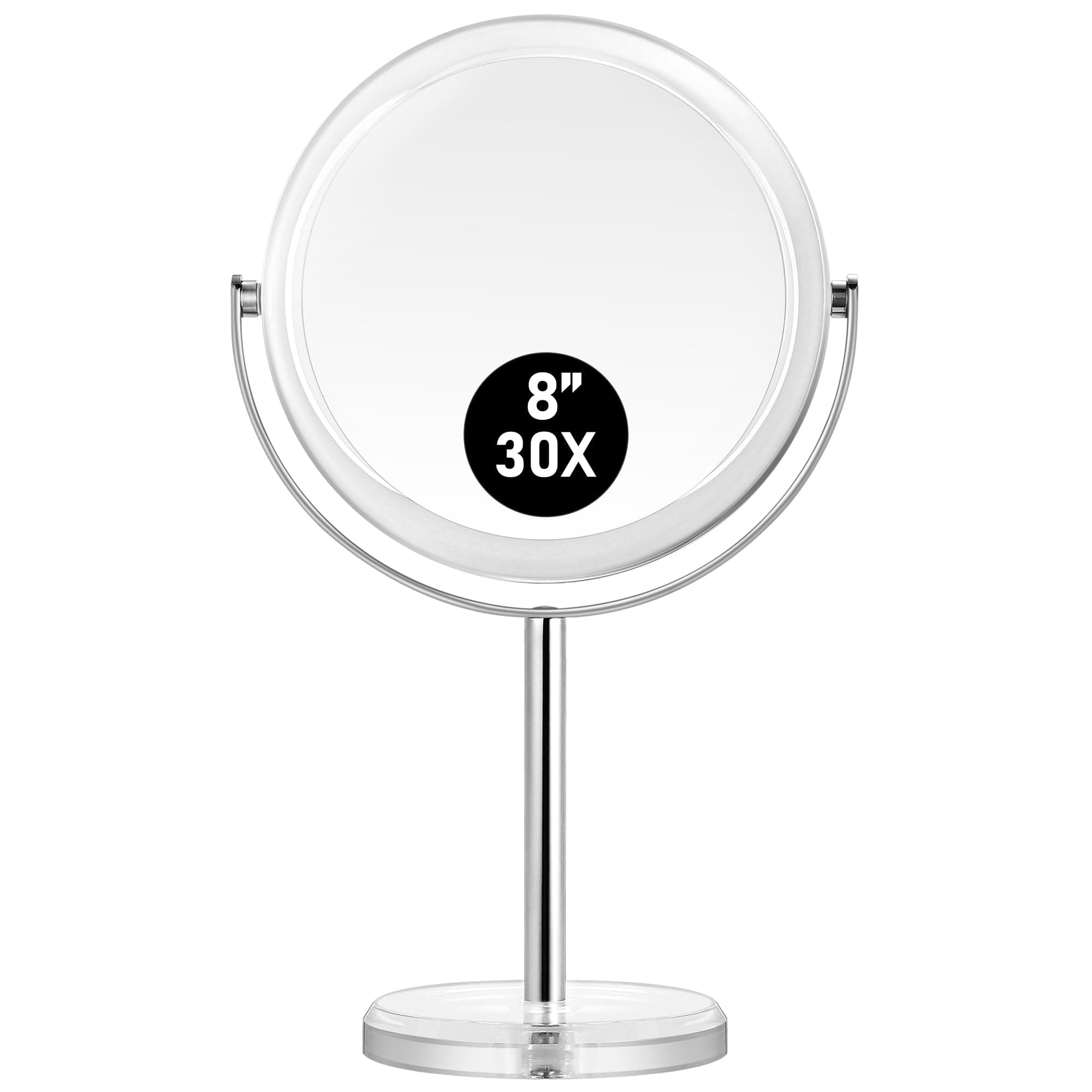MIYADIVA Makeup Mirror, 30X Magnifying Mirror for Desk, Double-Sided Vanity Mirror with Stand, Travel Makeup Mirror 8 in