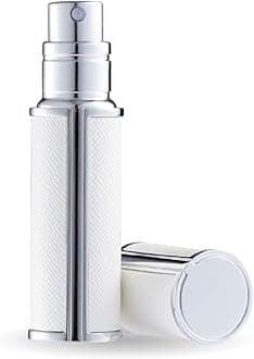 UULANFA Refillable Perfume Bottle Atomizer for Travel,Portable Easy Refillable Perfume Spray Pump Empty Bottle for men and women with Mini Pocket Size 5ml (SU.S-White)