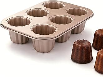 iToids 6-Cavity Canele Mold Pan, Nonstick Carbon Steel Canelé Baking Pan for French Pastry, Oven Bakeware for Home Baking