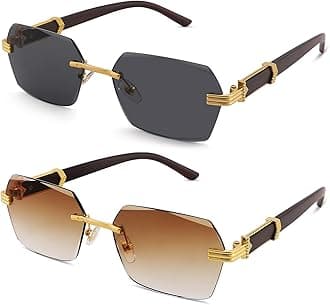 Rimless Rectangle Sunglasses Men Women Retro Frameless Square Shade Y2k Sun Glasses Tinted Eyewear