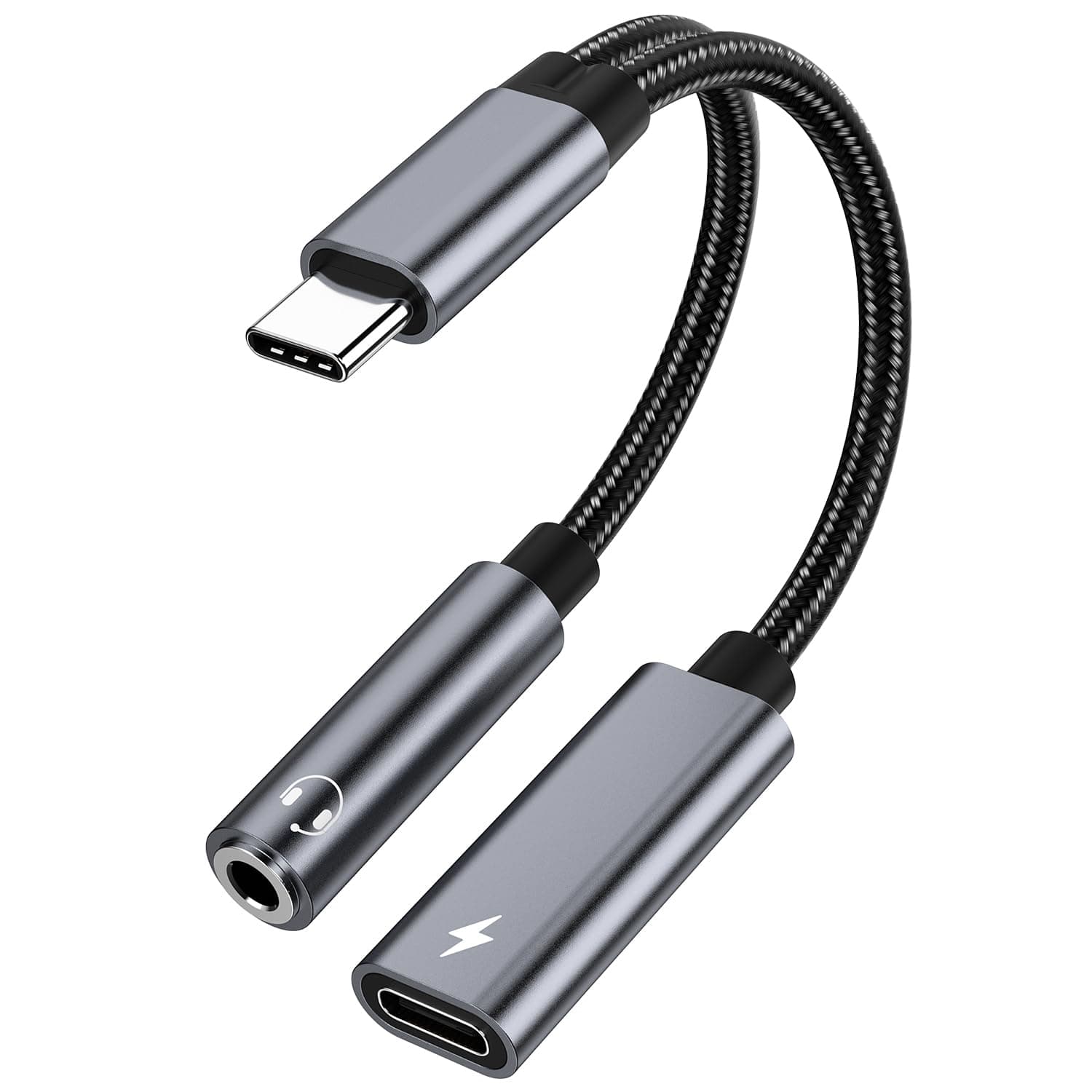 Samsung Galaxy S26 Headphone Adapter, USB C to AUX Mic Jack with PD 60W Fast Charging for Stereo, Earphones, Compatible with Samsung Galaxy S26/S26+/S26 Ultra/S25/S25+, Google Pixel 10/9