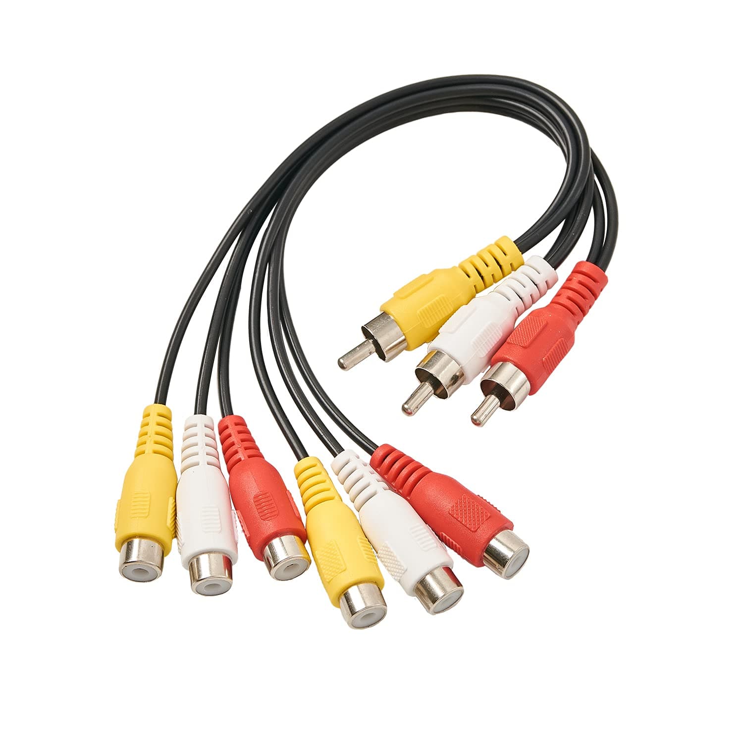 AV Cable Splitter, 3 RCA Male Jack to 6 RCA Female Plug Splitter Audio Video Av Adapter Cable Composite Video Splitter Adapter Output Cables Cord