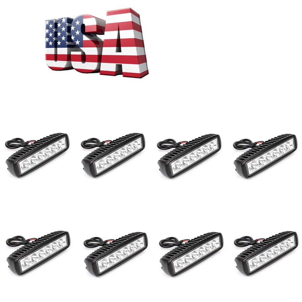 4 Pairs 8pcs 18w 6" inch Epistar Spot LED Work Light Bar Off Road 4wd Truck Jeep Boat UTE ATV Driving Car Lamp