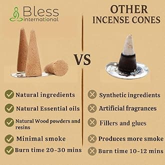 Bless International Frankincense-and-Myrrh 100%-Natural-Incense-Cones Handmade-Hand-Dipped Organic-Chemicals-Free for-Purification-Relaxation-Positivity-Yoga-Meditation The-Best-scents (10 Count )