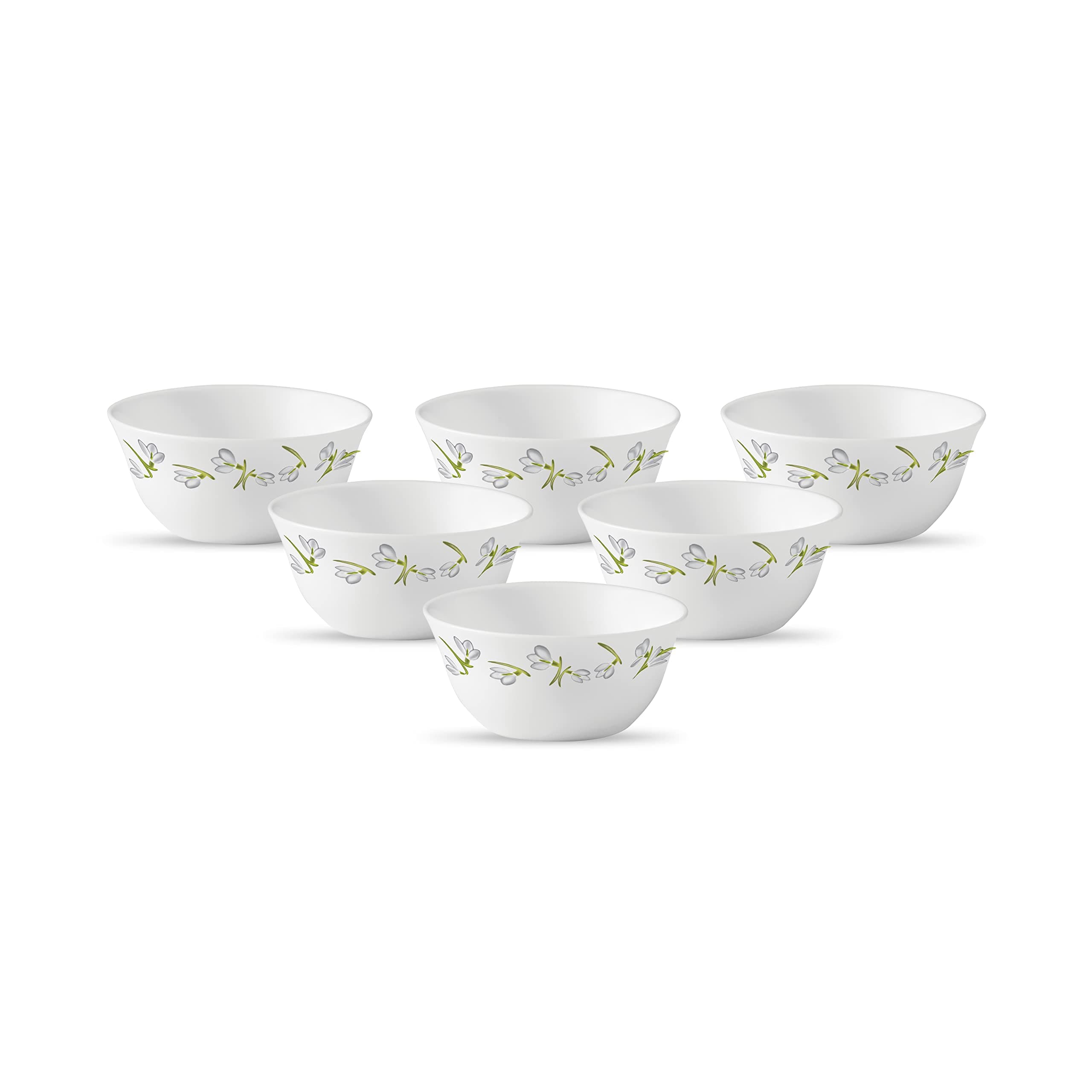 La Opala Diva, Ivory Collection, Opal Glass Vegetable Bowl Set 6 pcs, White Passion, White