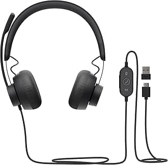 Logitech Zone 750 Wired On-Ear Headset with advanced noise-cancelling microphone, simple USB-C and included USB-A adapter, plug-and-play compatibility for all devices - Grey
