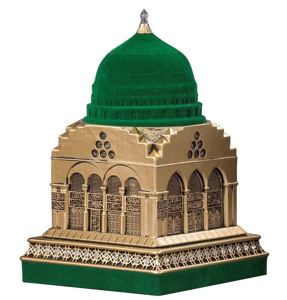 Modefa Islamic Turkish Table Decor Showpiece Gift Sculpture Figure | Al-Masjid an-Nabawi Medine The Prophet’s Mosque Replica (Gold - Small (4.3x6.5in))