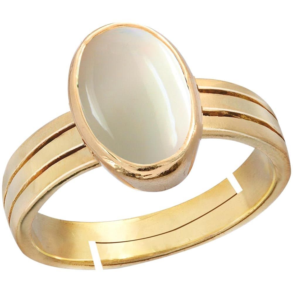 GemorioGemstone Gold, Silver, Zinc, Copper & Iron and Opal Adjustable Ring for Men (Gold)