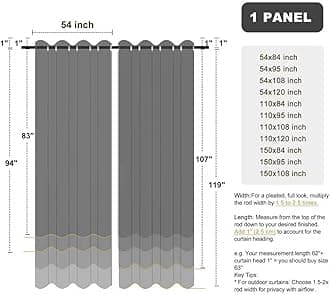 BONZER Outdoor Waterproof Curtains for Patio Extra Wide Grommet Light Filtering Outside Curtains for Gazebo, Porch, Pergola, Pavilion, 1 Panel, 150W x 108L inch, Navy