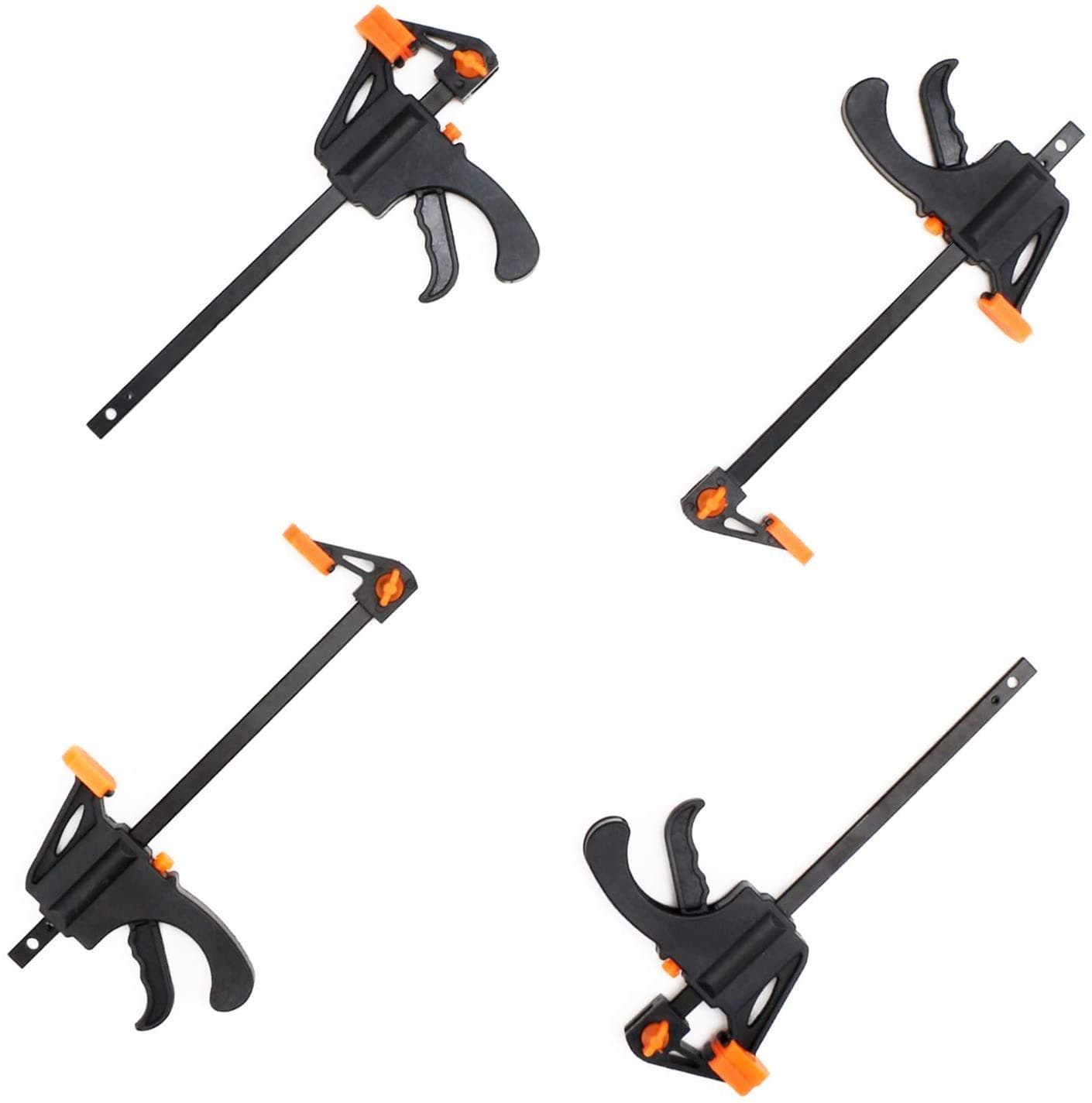 UniShop F Clamp Set Quick Grip for Woodwork, Pack of 4 (4in Clamping Distance)