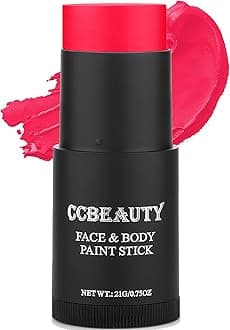 Neon Pink Face Paint Stick, UV Pink Face Painting Kit, Full Coverage SFX Makeup Foundation, Professional Non-Toxic Body Paint for Halloween Costume Cosplay Party, Glow In The Dark Makeup