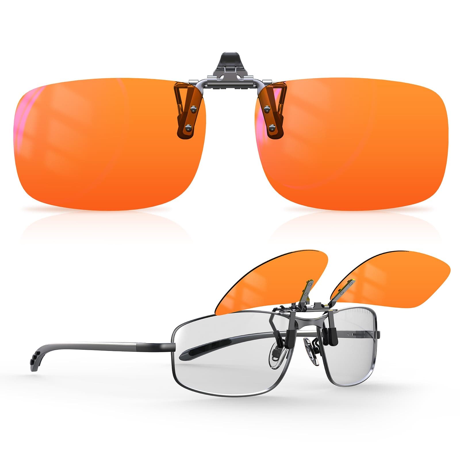 Orange Blue Light Blocking Glasses Clip on for Migraine-Gaming Glasses for Eyes Strain/Light Sensitive-Help to Sleep