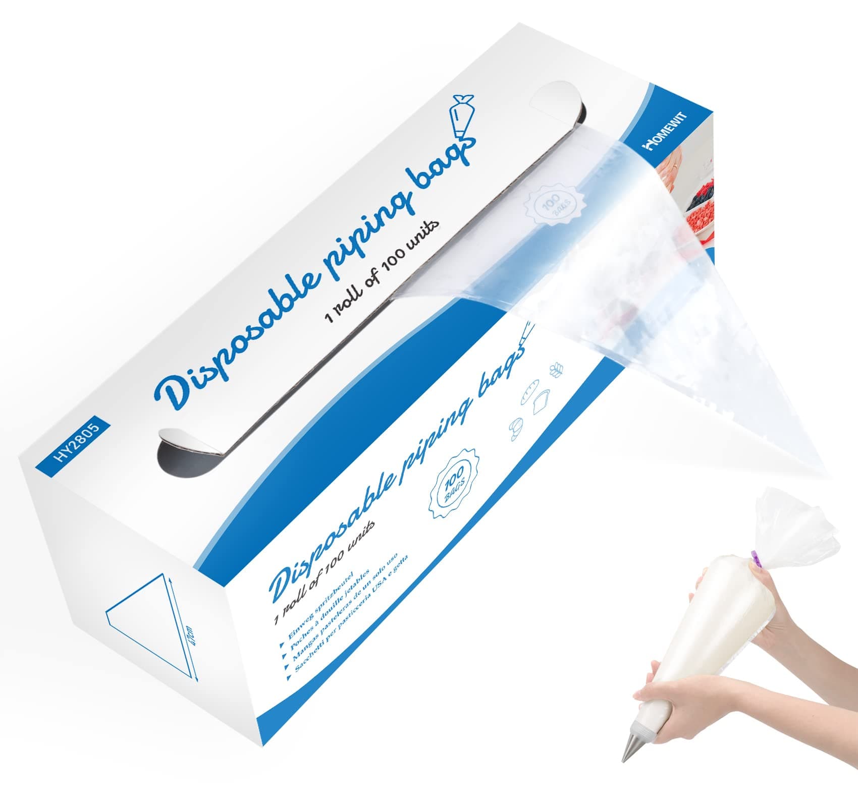 100 PCS Disposable Piping Bag, Large 18 inch Thick Transparent Plastic Pastry...