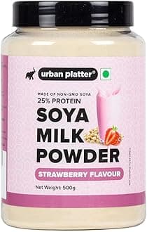 Urban Platter Strawberry Soya Milk Powder, 500g  (Soy-Based Dairy Alternative | 25% Protein | Plant-Based | Non GMO)
