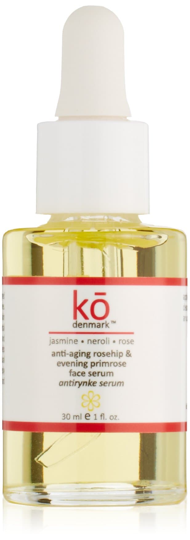 Ko Denmark Anti-Aging Rosehip and Evening Primrose Face Serum, Jasmine Neroli Rose, 1 Ounce