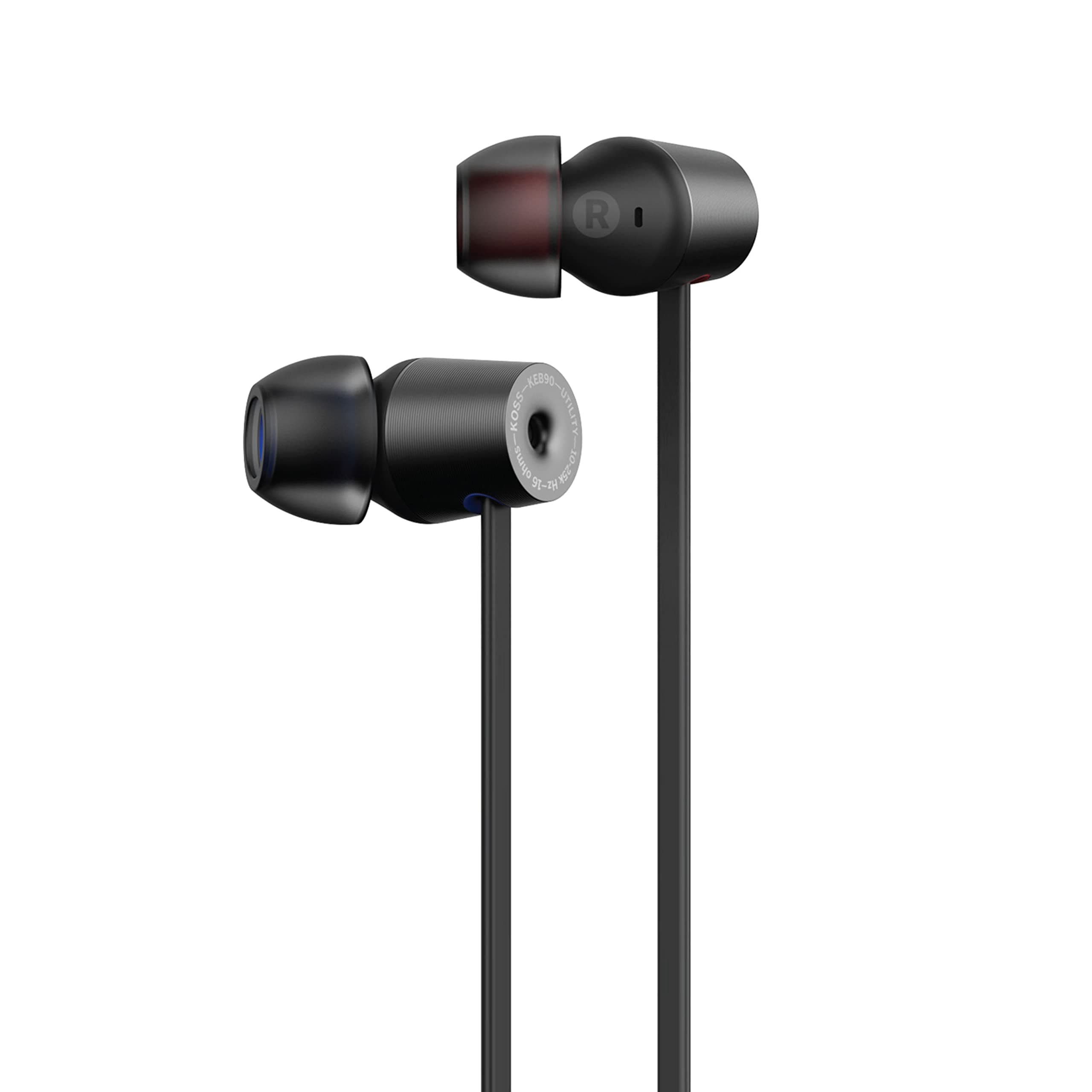 Koss KEB90 Utility Earbud, Detachable Interchangeable Cord System, Noise Isolation Design, Stealth Grey
