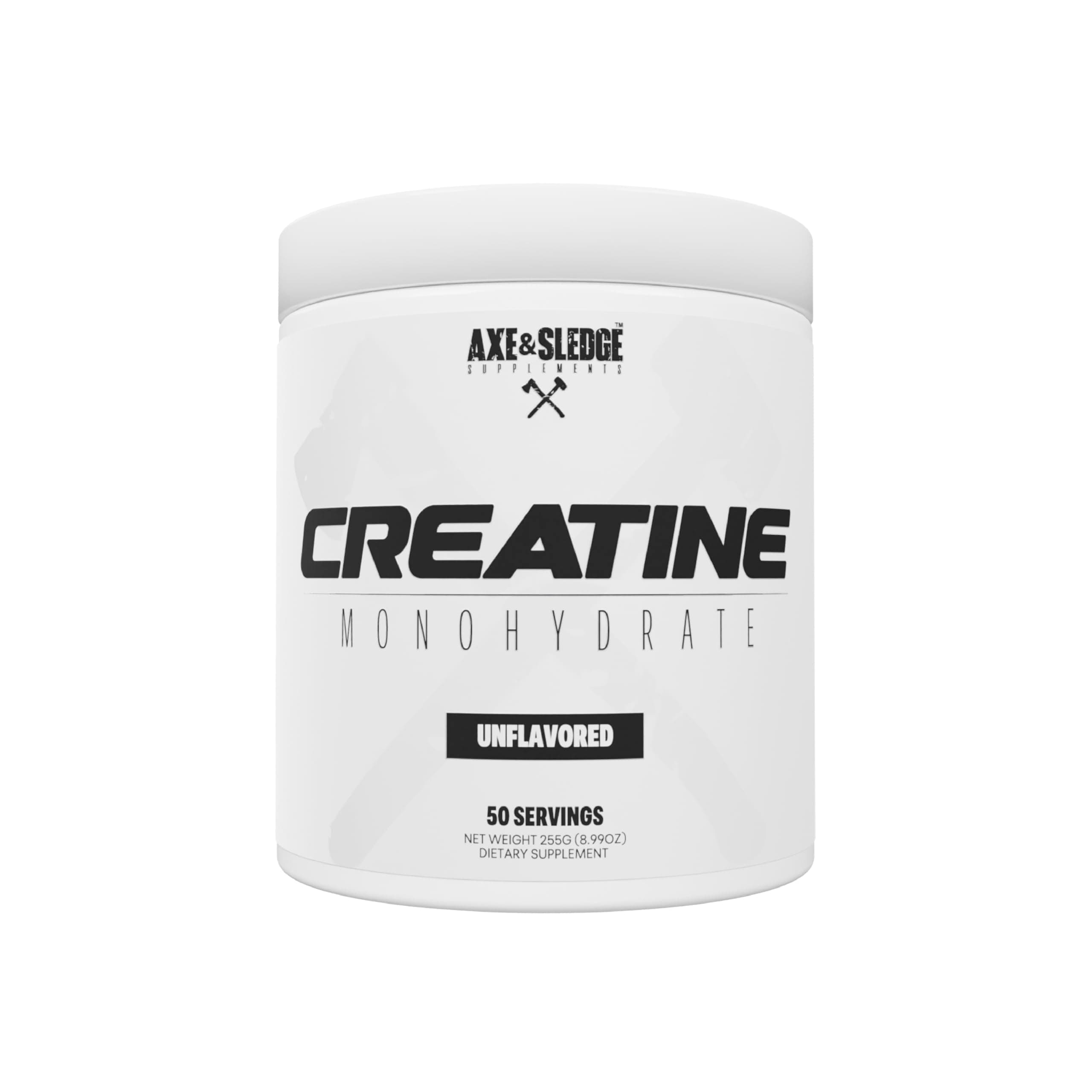 Axe & Sledge Basic Supplements Creatine, Improves Strength, Increases Lean Body Mass, Boosts Performance, Unflavored, 50 Servings