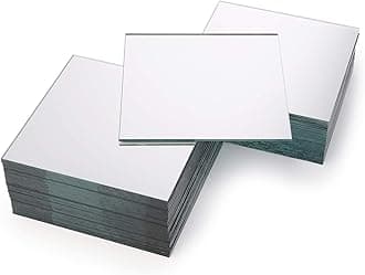 Suwimut 50 Pack Square Glass Mirror Tiles, 4x4 Inch Small Decorative Glass Mirror Squares Bulk for Table Centerpieces, Crafts, Wall, Mosaics, DIY Home Projects, Decorations