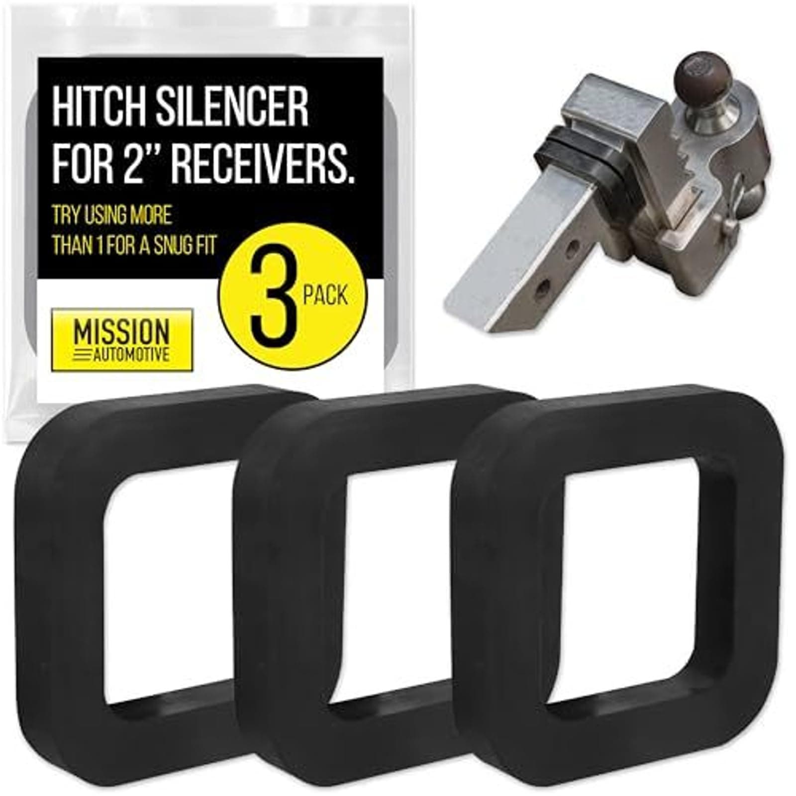 Impresa 3 Pack - 2 Inch Hitch Receiver Silencer Pad for Adjustable Ball Mounts - Reduce Rattle, Eliminate Noise and Provide Cushion Between receivers and Tow hitches