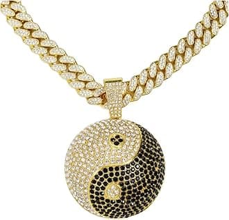 Men's Iced-out Cuban Link Chain,Diamond Pendant Choker Necklace Rapper Hip-hop Jewel