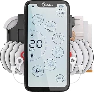 TENS Unit Muscle Stimulator – 24 Massage Modes, Touchscreen EMS Device, Dual Channel, Rechargeable, Deep Tissue Pain Relief for Back, Shoulder, Sciatica, Tendonitis, Plantar Fasciitis,8 Electrodes