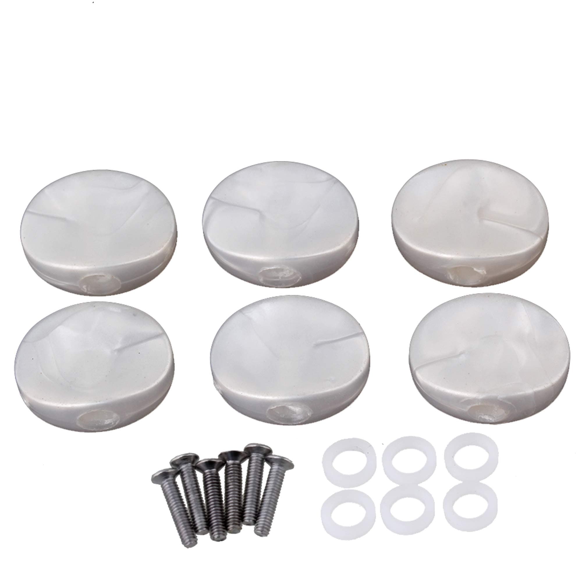 BQLZR 18x13.5 mm Guitar White Plastic Tuner Machine Head Buttons With Screws and Washers for Electric Guitar Pack of 6