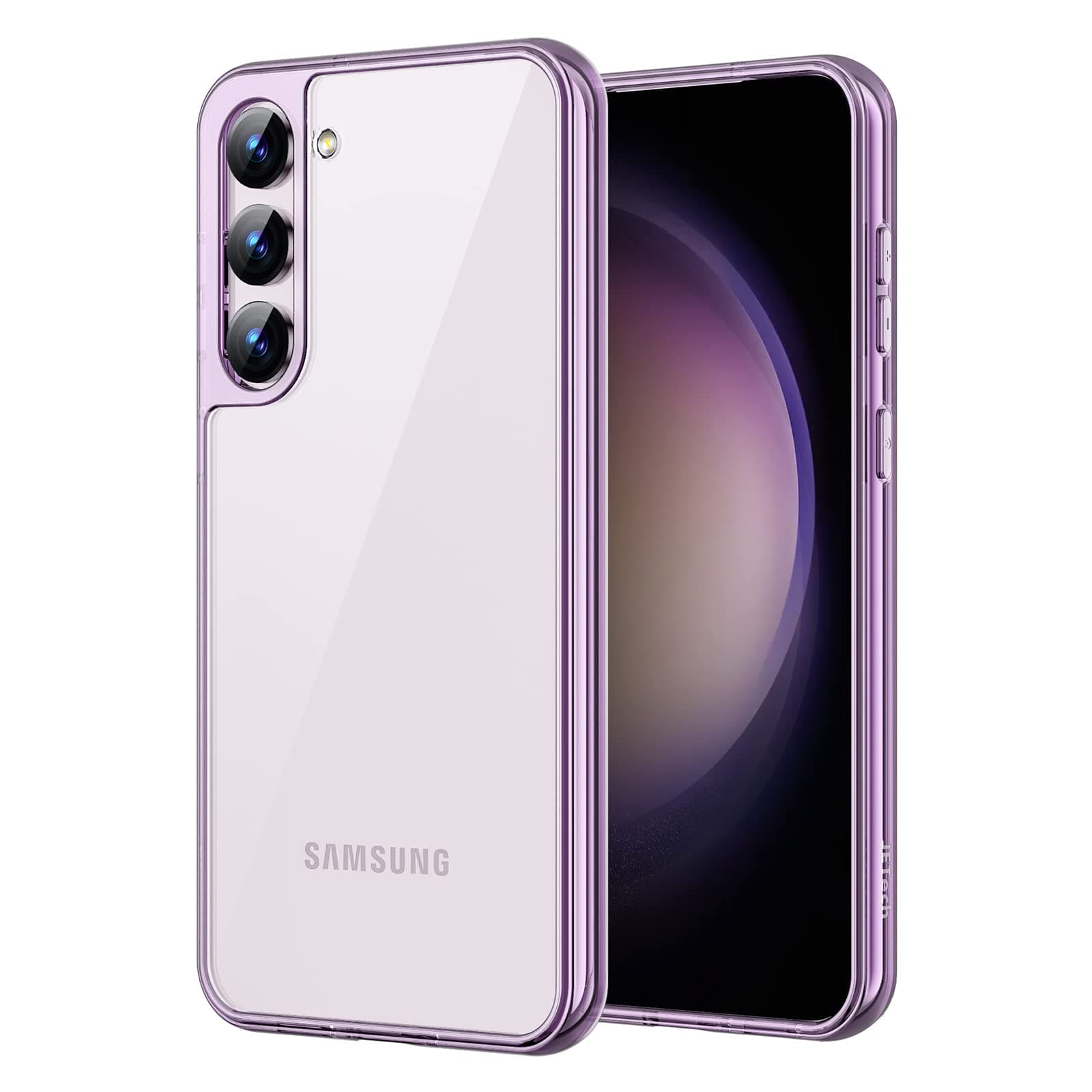 Case for Samsung Galaxy S23 5G 6.1-Inch, Non-Yellowing Shockproof Bumper Protective Phone Cover, Anti-Scratch Hard PC Back (Purple)