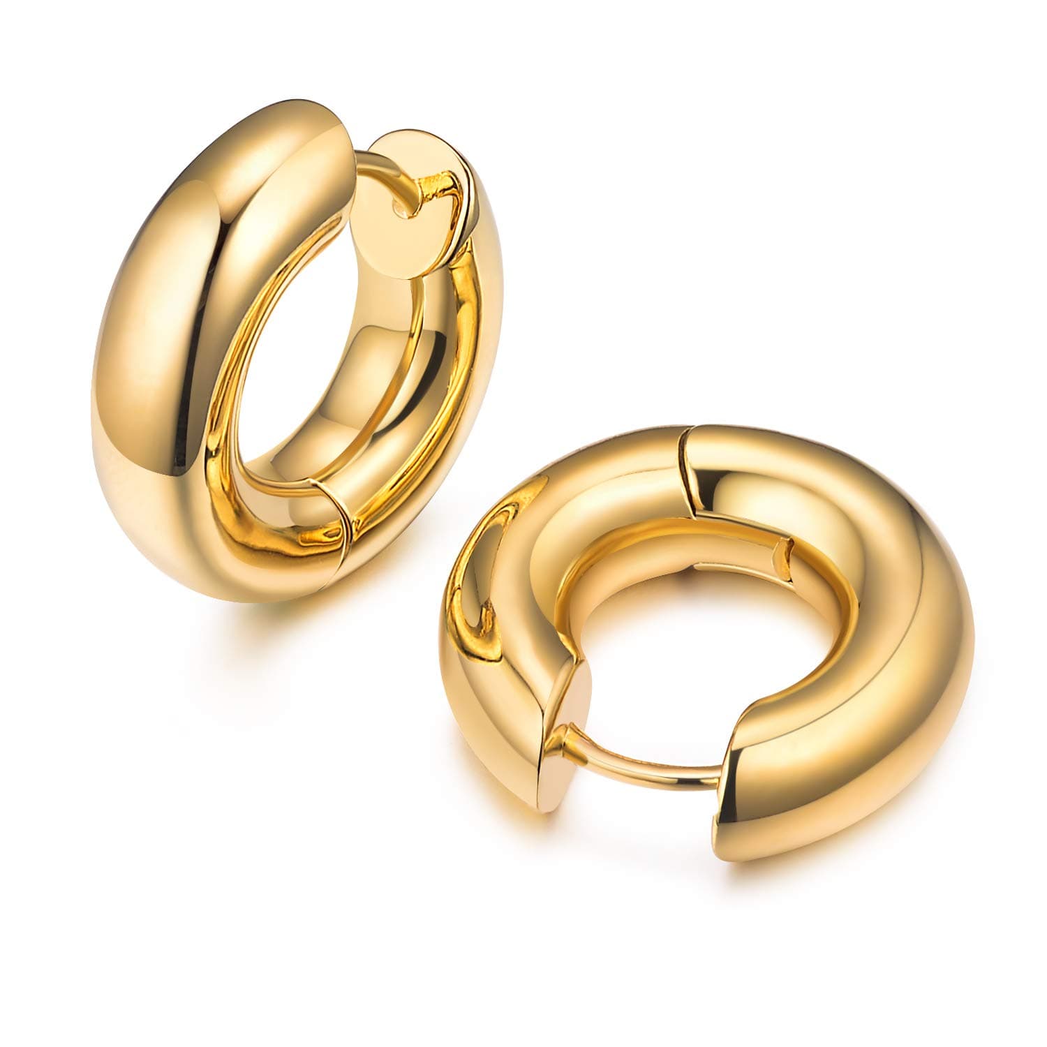 Small Chunky Gold Hoop Earrings