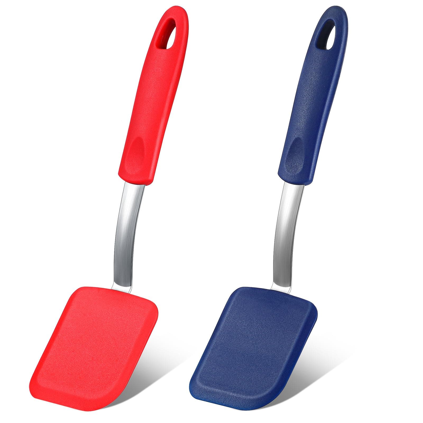 - Silicone Cookie Spatula Turner 2 Pack Mini Brownie Spatula Flexible Kitchen Small Silicone Turner for Nonstick Cookware Heat Resistant No Scratch Flipper for Egg Pancake(Red,Blue)