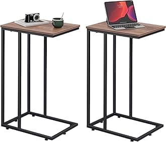 WLIVE 2-Tier End Table Set of 2, Brown