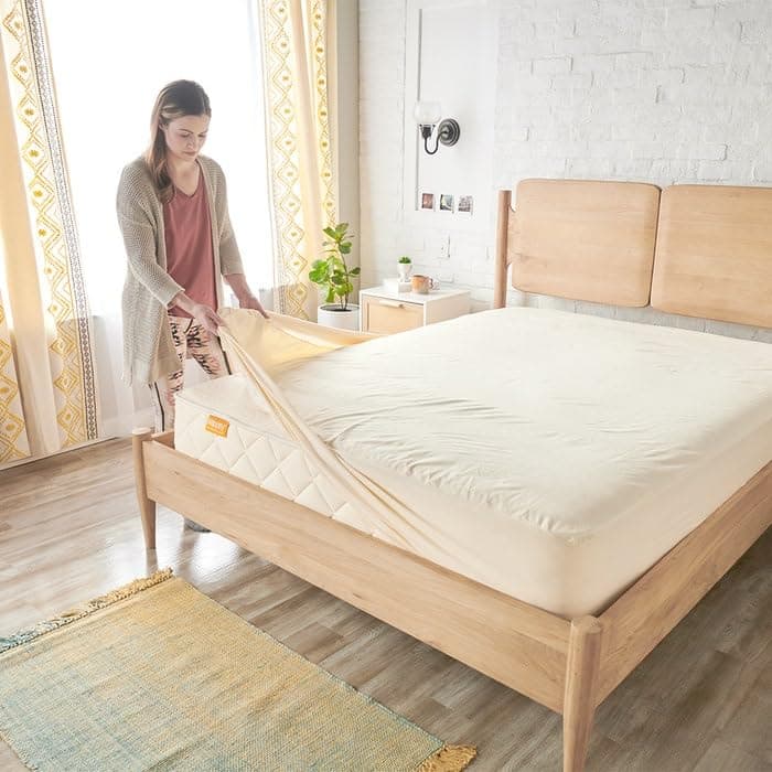 Happsy Organic Waterproof Mattress Protector Pad - Elastic Fitted Mattress Protector - Machine Washable Mattress Topper Breathable Fitted Cover for Queen Mattress - 60" x 80"