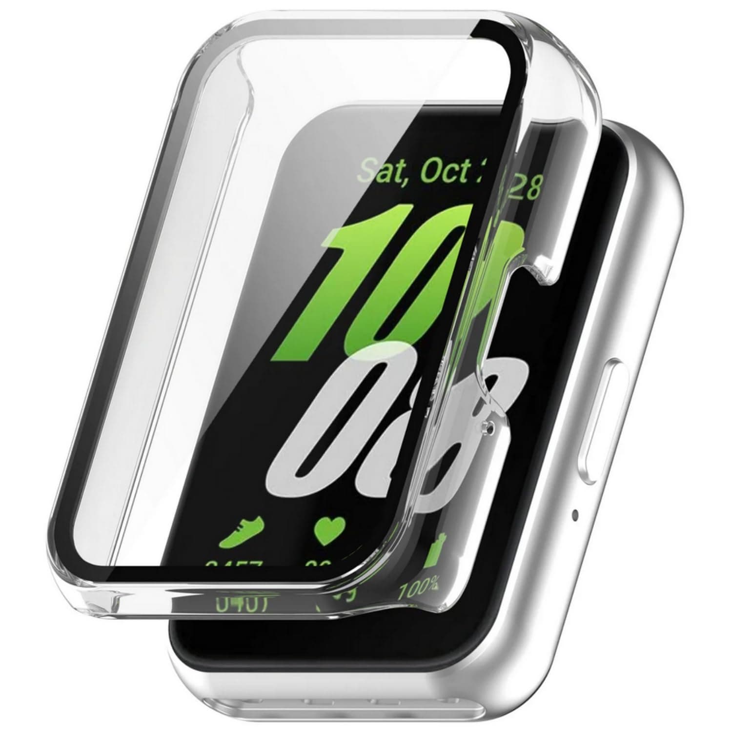 1pcs PC Screen Protector Shell Cover For Samsung Galaxy Fit 3 Fit3 SM-R390 Protective Case Full Coverage Tempered Film Frame (Transparent)