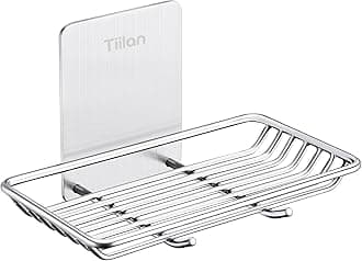 Self Adhesive Bar Soap Dish for Shower, Bathroom Soap Holder Wall Mount – Stainless Steel, Silver