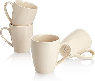 Sweese Porcelain Coffee Mugs - 16 Ounce (Top to the Rim) for Coffee, Tea, Cocoa, Set of 4, Beige