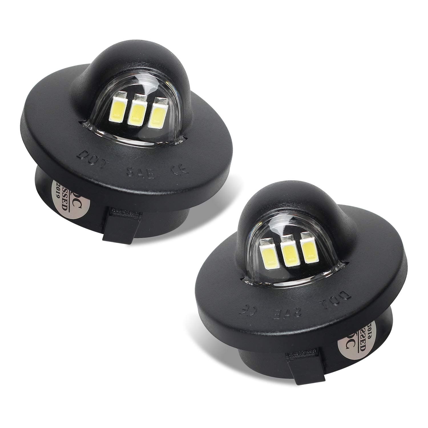 LED License Plate Lights Tag Light Lamp Assembly Compatible with Ford F150 F250 F350 Super Duty Ranger Explorer Bronco Excursion Expedition, 6500K Black, Pack of 2