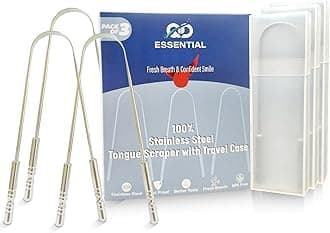Metal Tongue Scraper for Adults with Travel Cases - 3 Pack, Tongue Cleaner for Adults with Travel Cases, 100% Stainless Steel Tongue Scraper for Bad Breath, Daily Hygiene, Oral Care