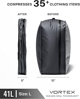 Black Voyage Reusable Vacuum Compression Travel Bag for Carry-On Suitcase and Backpack, Recycled IP67 Waterproof Space Saver Vacpack (2-Pack, 41L - Pump Included)