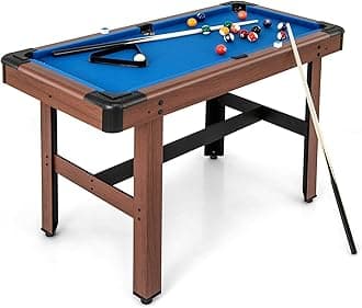 Pool Table, 48 Inch Wooden Billiard Tables with 16 Balls, 2 Cue Sticks, 2 Chalks and Brush, Snooker Table Mini Pool Table for Kids, Family, Party (Blue)