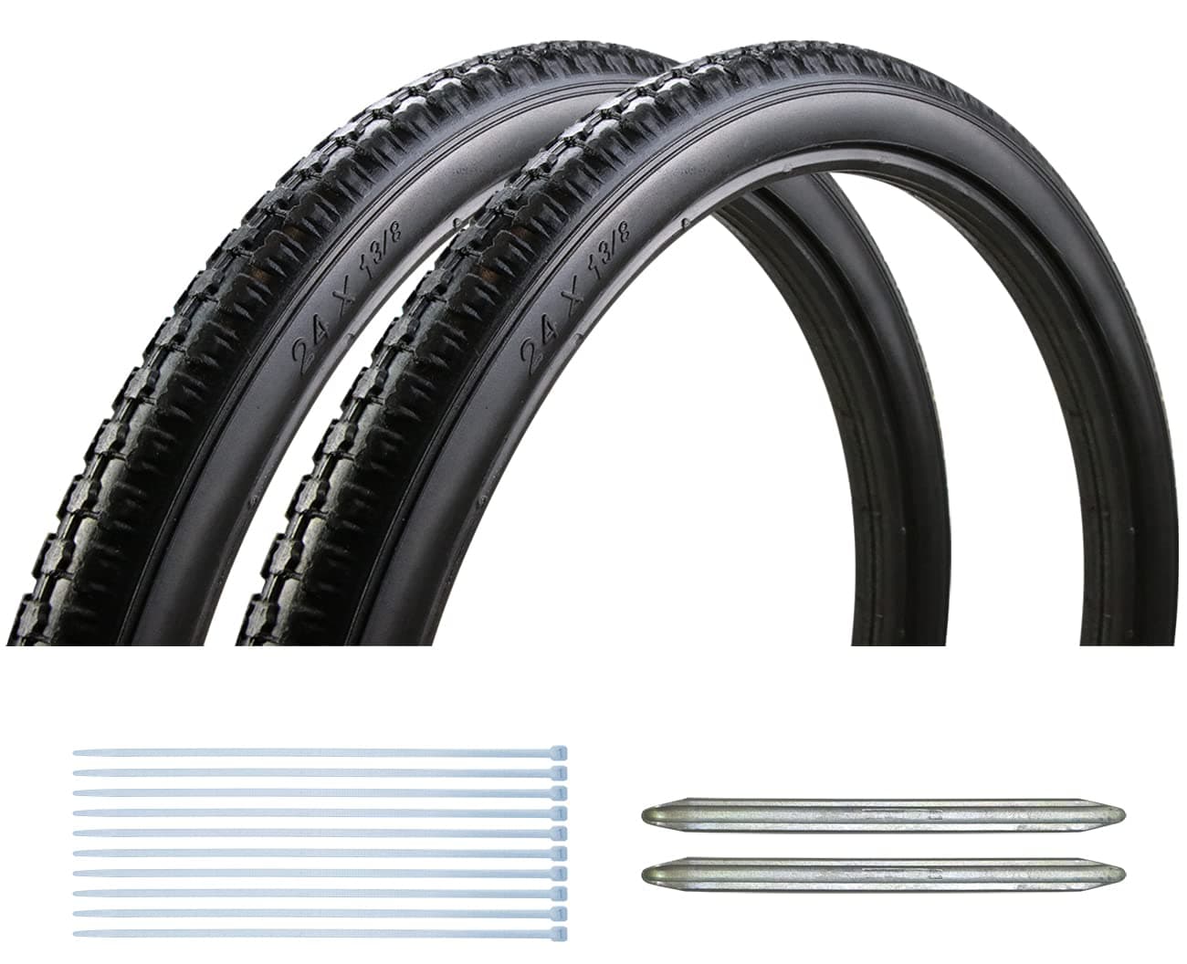 Wheelchair Rear Wheel Solid Tires (Pair) 24x1 3/8" PU Non Pneumatic Tires, Suitable for Manual Wheelchair Tire Replacement (24x1 3/8" Black).