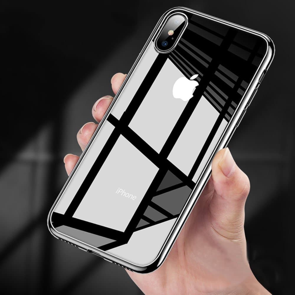 iPhone X Bumper Case, Korostro Cover iPhone 10 Gel Case Shock Absorption Anti-Scratch Ultra Thin Slim Silicone Flexible TPU Protective Case Cover for iPhone X / iPhone 10 - Black Plating Edge