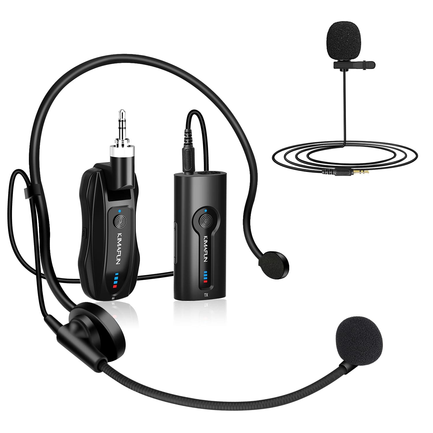 KIMAFUN Wireless Lavalier Microphone System, Wireless 2.4GHz Lapel Mics Handheld Mic 2 in 1 for Teaching, Teachers, Speech, Tour Guiding, Speaker, Amplifier, PA System, Broadcast, KM-G70(1TX1RX)