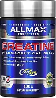 ALLMAX Essentials - Creatine Monohydrate, Micronized Creatine Powder for Strength and Muscle Recovery, Gluten Free & Fast Absorbing 100g - 20 Servings