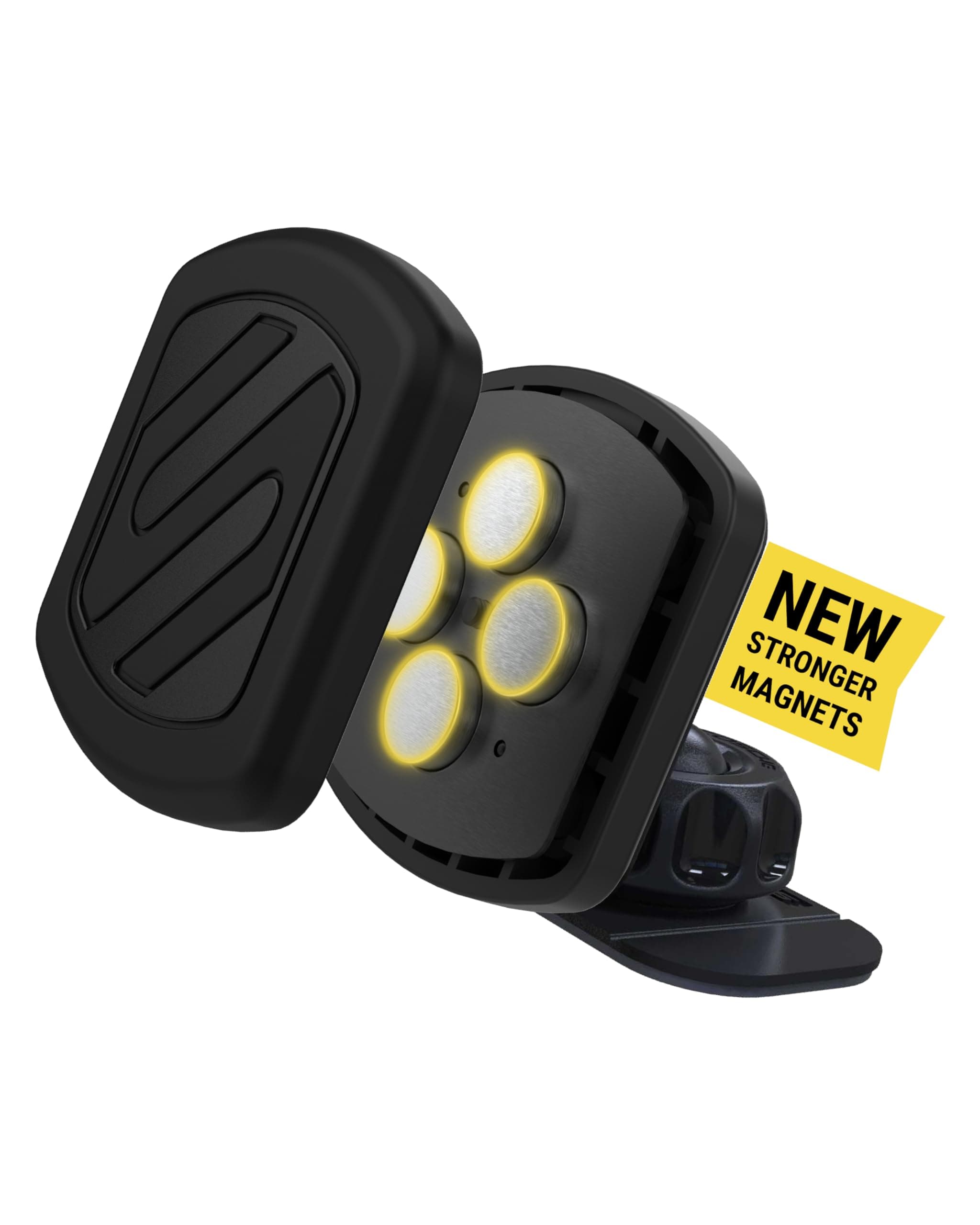 Scosche Magnetic Phone Holder for Car Dashboard with Extra Strong Magnet, Thick Metal Plate & 360° Rotation, Secure Cell Phone Car Mount for Large Phones Compatible with iPhone, Samsung, Not MagSafe