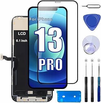 passionTR for iPhone 13 Pro LCD Screen Replacement Kit, 6.1’’ 3D Touch Display Digitizer Replacement Screen COF Full HD Assembly Stainless Steel Repair Kits + Waterproof+Screen Protector(Incell)