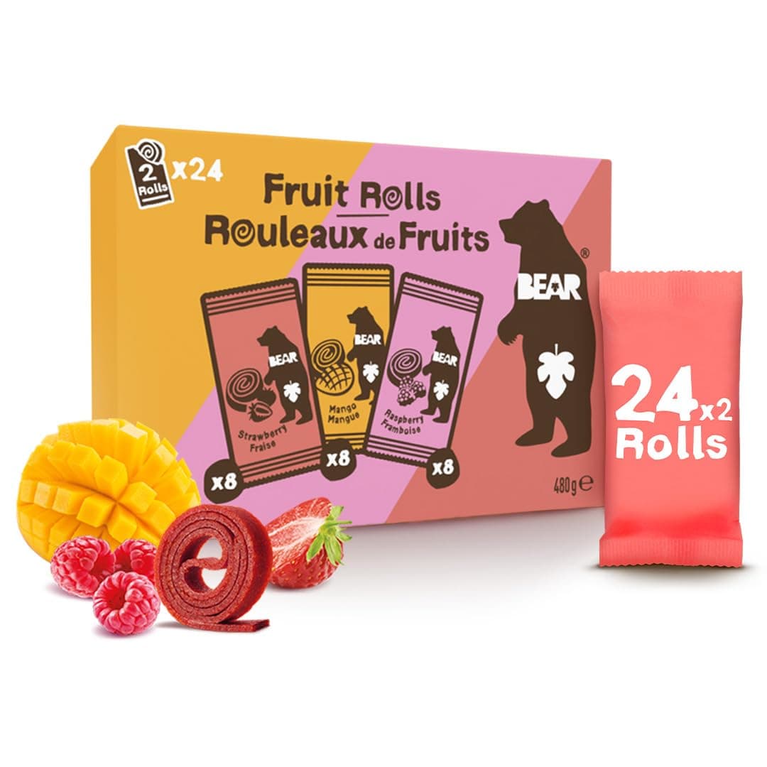 Fruit Rolls Strawberry & Raspberry & Mango Variety| 100% Natural Ingredients | No added sugar | Healthy School And Lunch Snacks For Kids And Adults | 24 x 20g