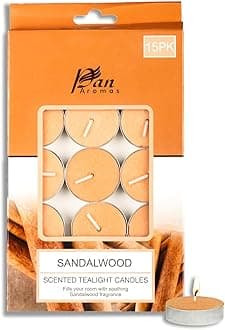 PAN AROMAS 15-Pack Scented Tealight Candle - Sandalwood