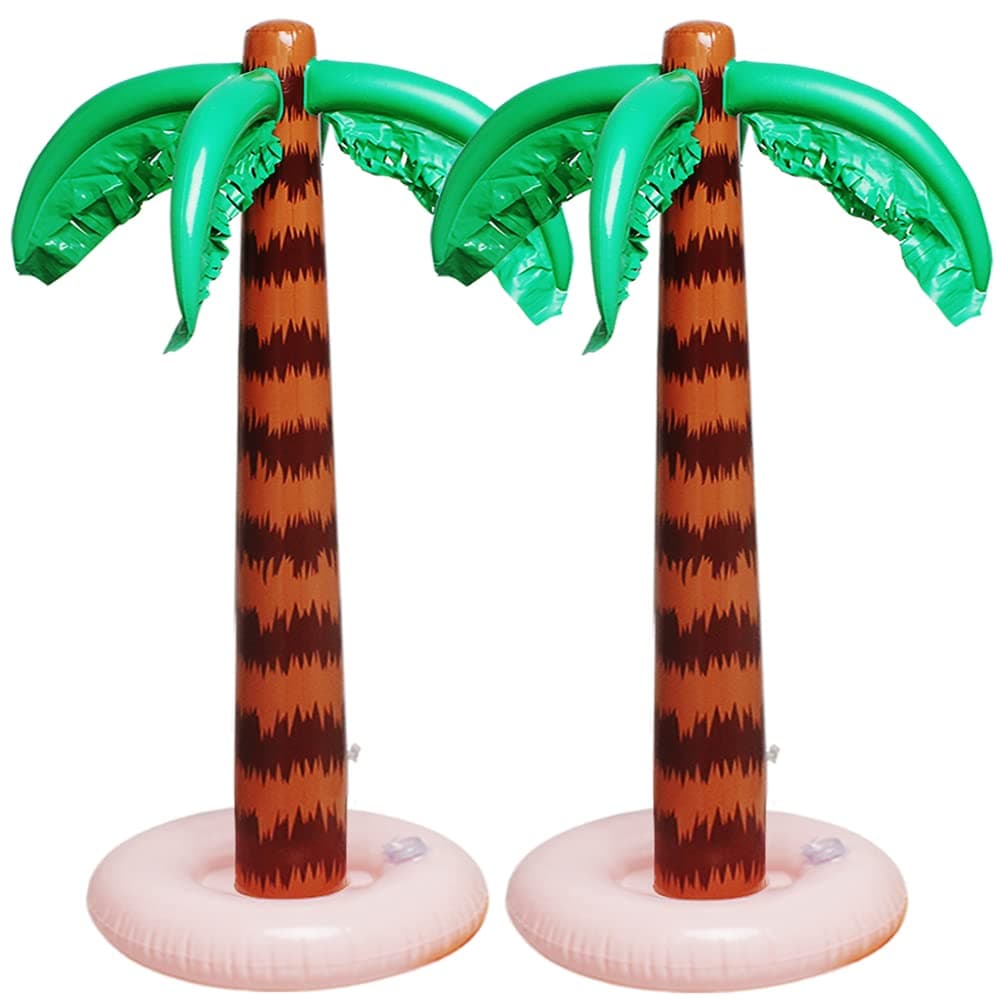 Aniann Inflatable Palm Tree Decoration, 2 Pack Jumbo Coconut Trees Beach Backdrop Favor Tropical Blow Up Hawaiian Summer Party Decor for Hawaiian Luau Party Decoration